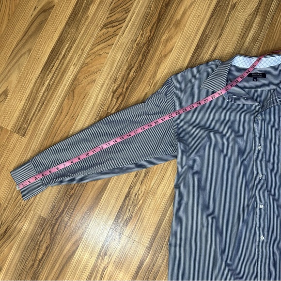 Bogari Men's Button Up Blue And White Striped Plaid Cuffs Size Extra Large Italy - Picture 4 of 9